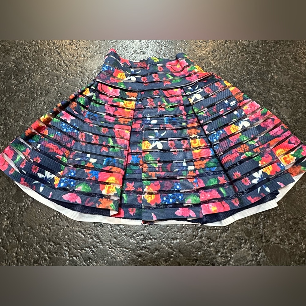 Emma & Elsa Colorful Floral Kids Pleated Skirt